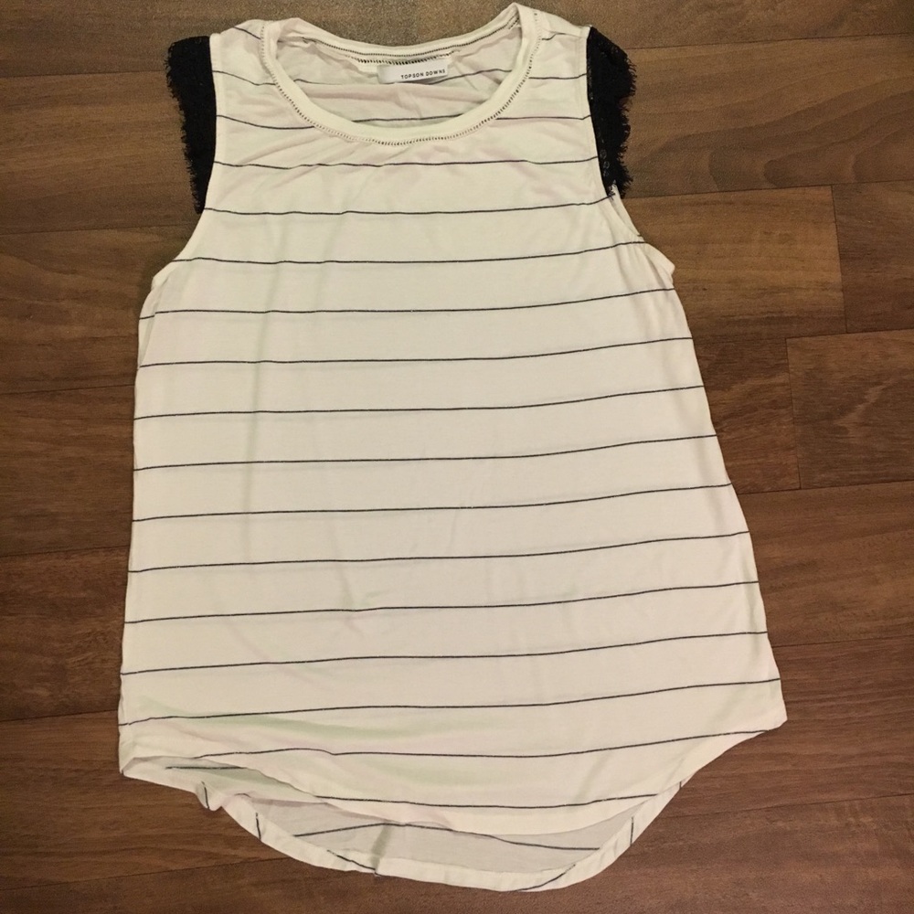 Topson Downs Striped Tank with Lace Detail